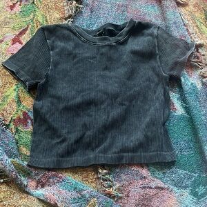Kids Black Ribbed T-Shirt